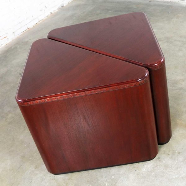 Vintage Pair of Mahogany Triangular End Tables or Pedestals