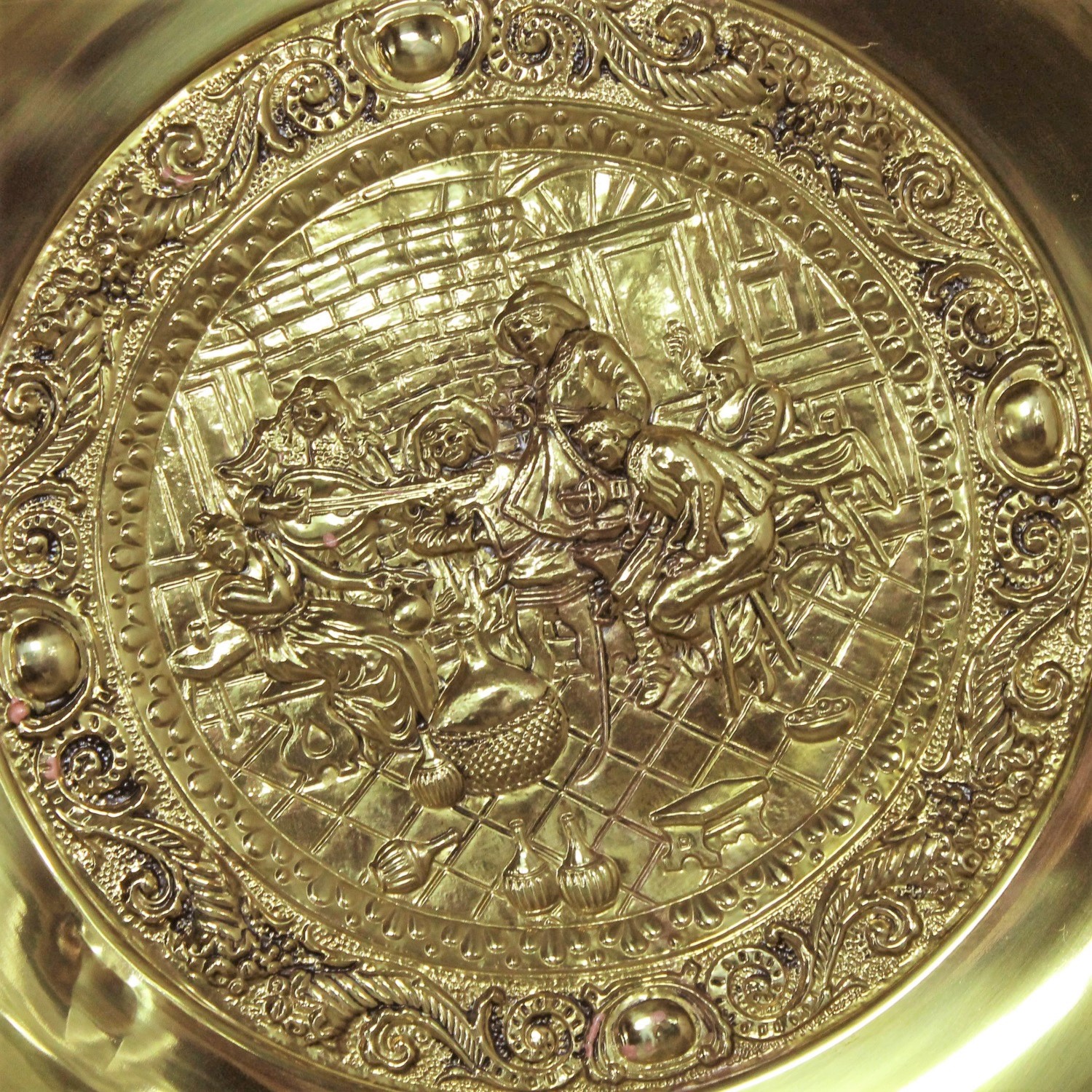Monumental Brassware Decorative Embossed English Wall Plates by Peerage