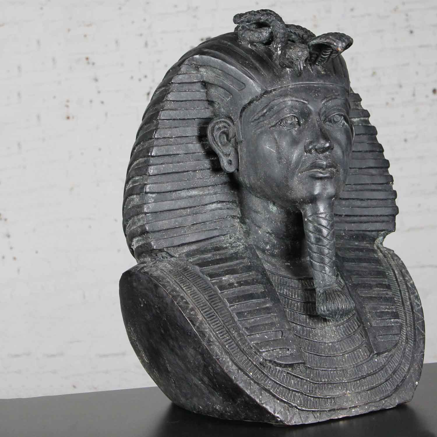 Monumental Bronze Egyptian Sphinx Pharaoh Head Garden Statue