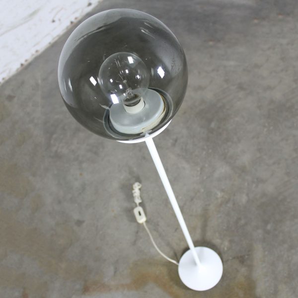 Stemlite Floor Lamp by Billy Curry for Design Line White with Smoke Glass Globe