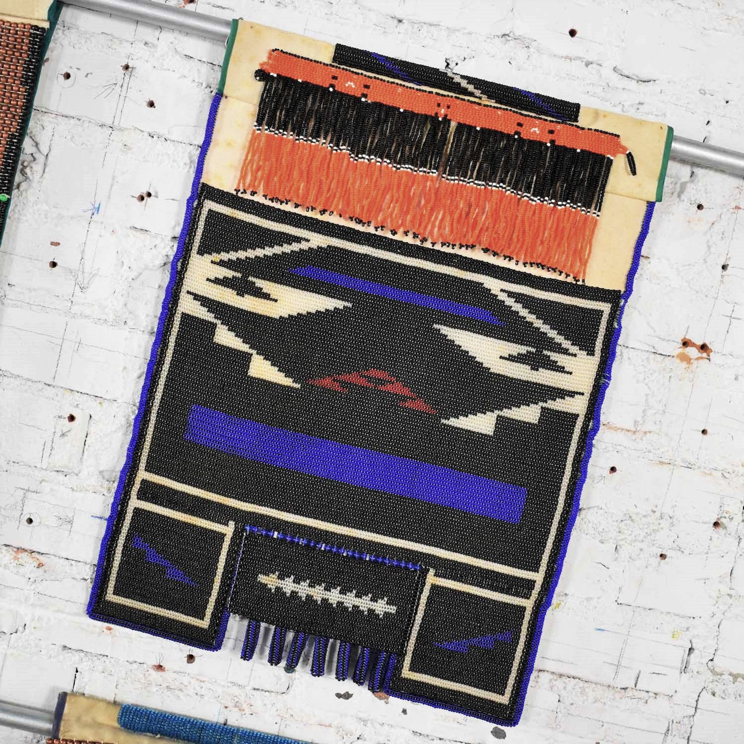 Vintage Set of 4 Ndebele Mapoto Beaded Aprons from South Africa Canvas Backed