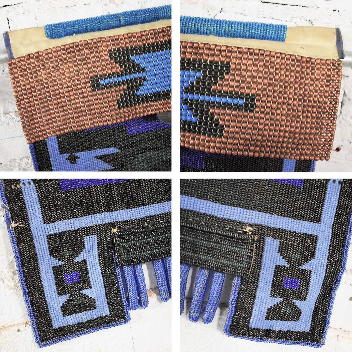 Vintage Set of 4 Ndebele Mapoto Beaded Aprons from South Africa Canvas Backed