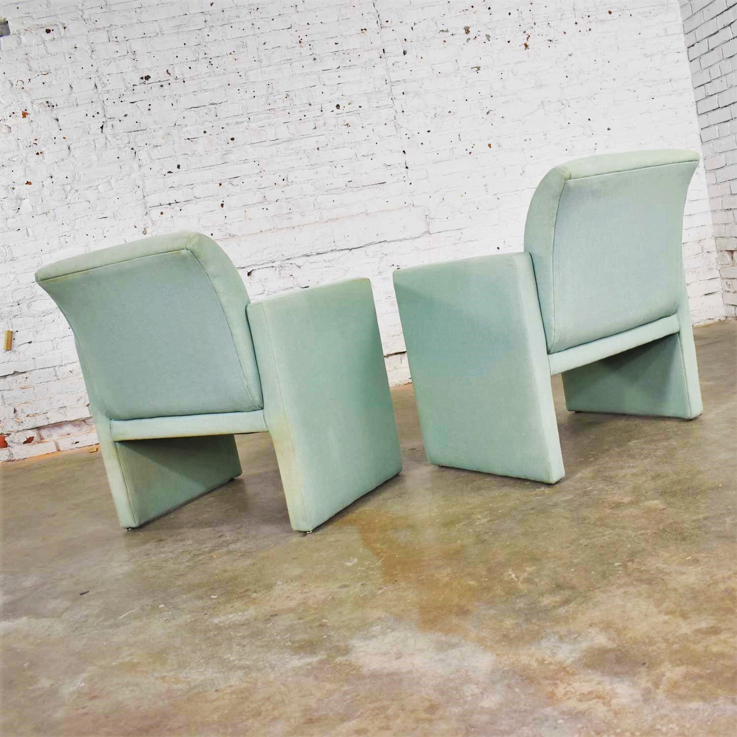 Pair of Petite Modern Accent Chairs in Sea Green