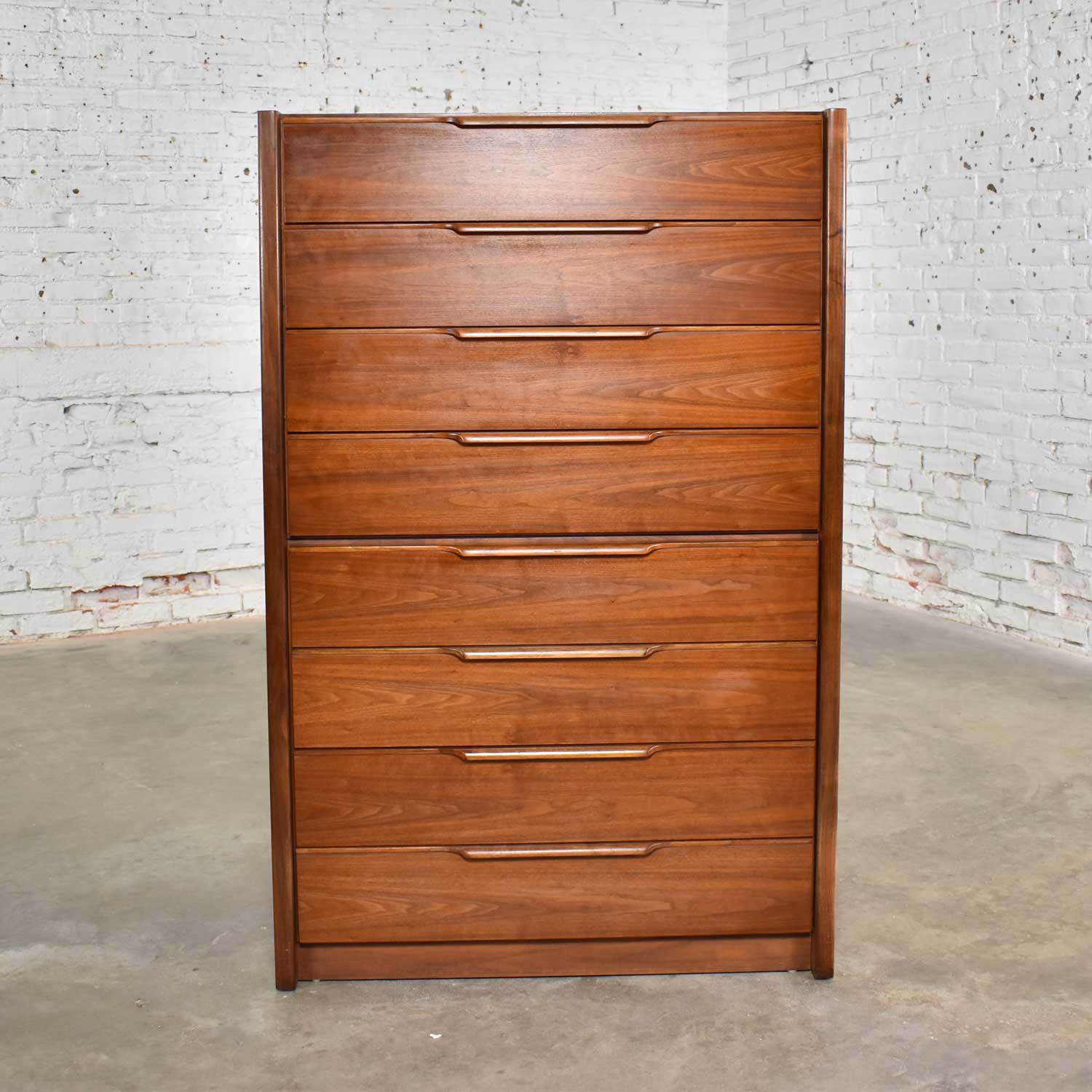 Walnut Scandinavian Modern Style Tall Chest of Drawers by Barzilay Furniture Mfg.