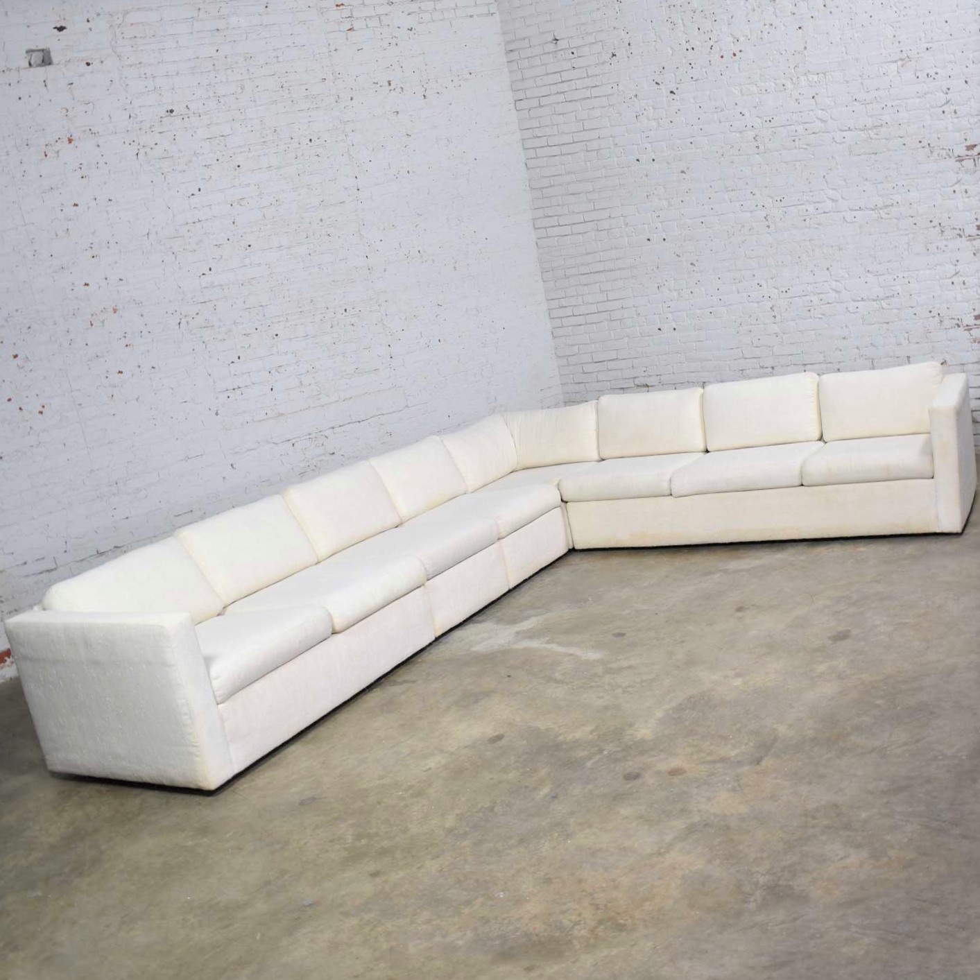 White Modern Tuxedo Five Piece Sectional Sofa by Milo Baughman for Thayer Coggin
