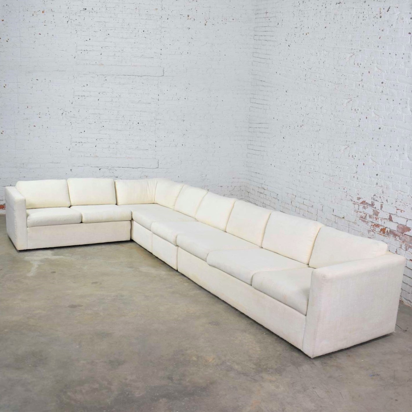 White Modern Tuxedo Five Piece Sectional Sofa by Milo Baughman for Thayer Coggin