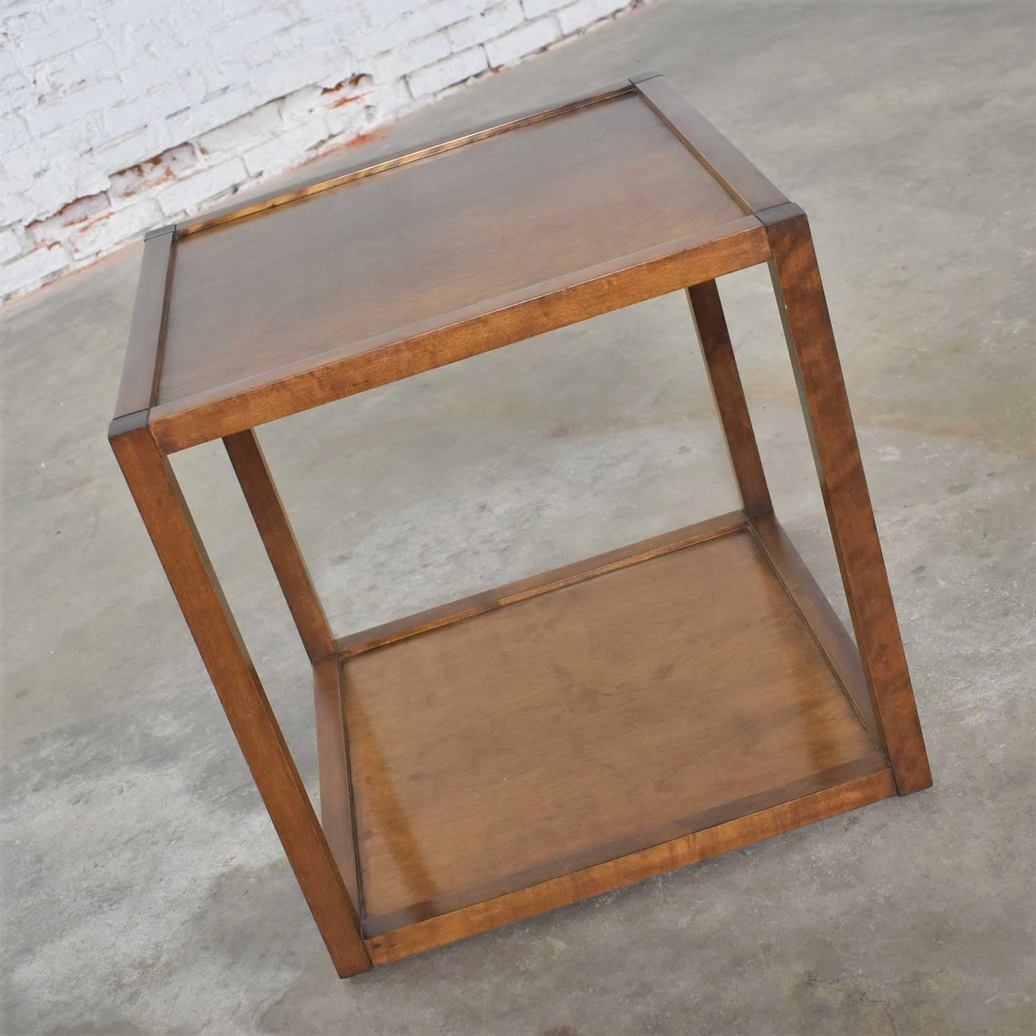 Mid Century Modern Square Walnut Cocktail Coffee End or Side Table