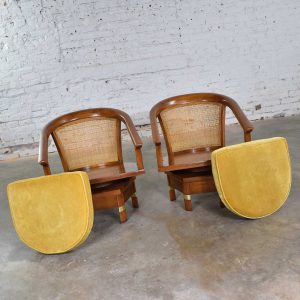 Campaign Style Swivel Chairs on Hexagon Base with Hex Table by Hickory Furniture Mfg.