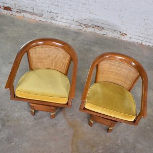 Campaign Style Swivel Chairs on Hexagon Base with Hex Table by Hickory Furniture Mfg.