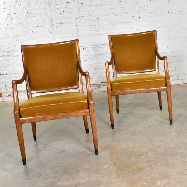 MCM Grand Haven Chairs in Gold Velvet by Jack Van Der Molen for Jamestown Lounge