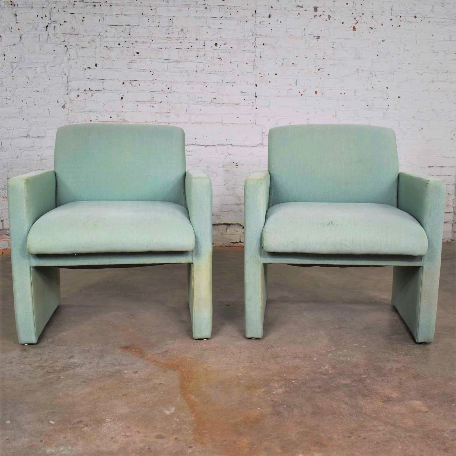 Pair of Petite Modern Accent Chairs in Sea Green