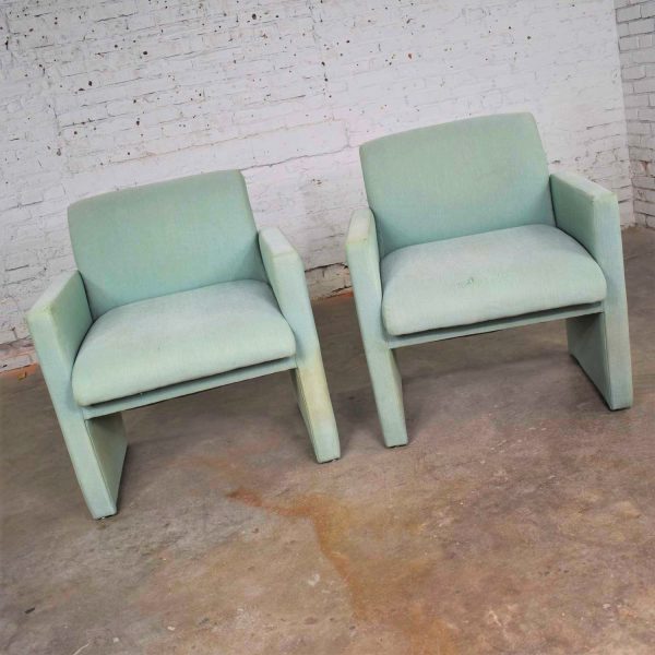 Pair of Petite Modern Accent Chairs in Sea Green