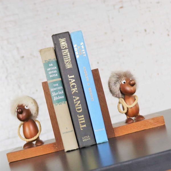 Vintage Teak Scandinavian Gonk Troll Tomte Gnome Bookends Style of Hans Bolling