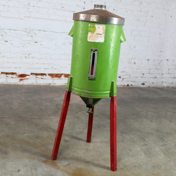 Early to Mid-20th Century Antique Rustic Gravity Cream Separator Green Metal Can on Red Legs