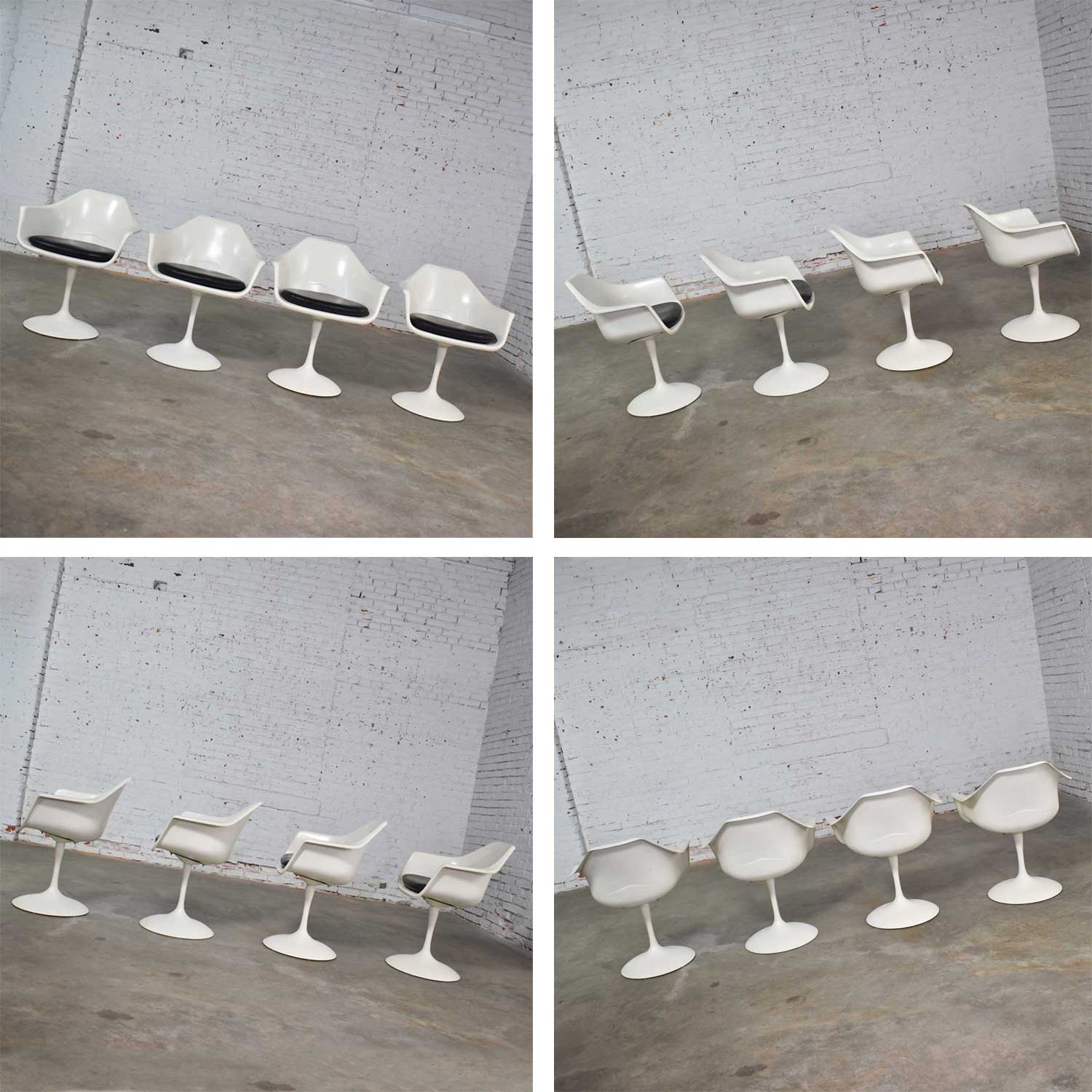 Tulip Style White Fiberglass Swivel Chairs and Table by Umanoff for Contemporary Shells