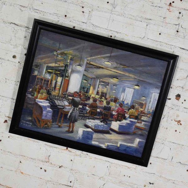 1940’s Painting by Colorado Artist Herndon Davis of Industrial Interior