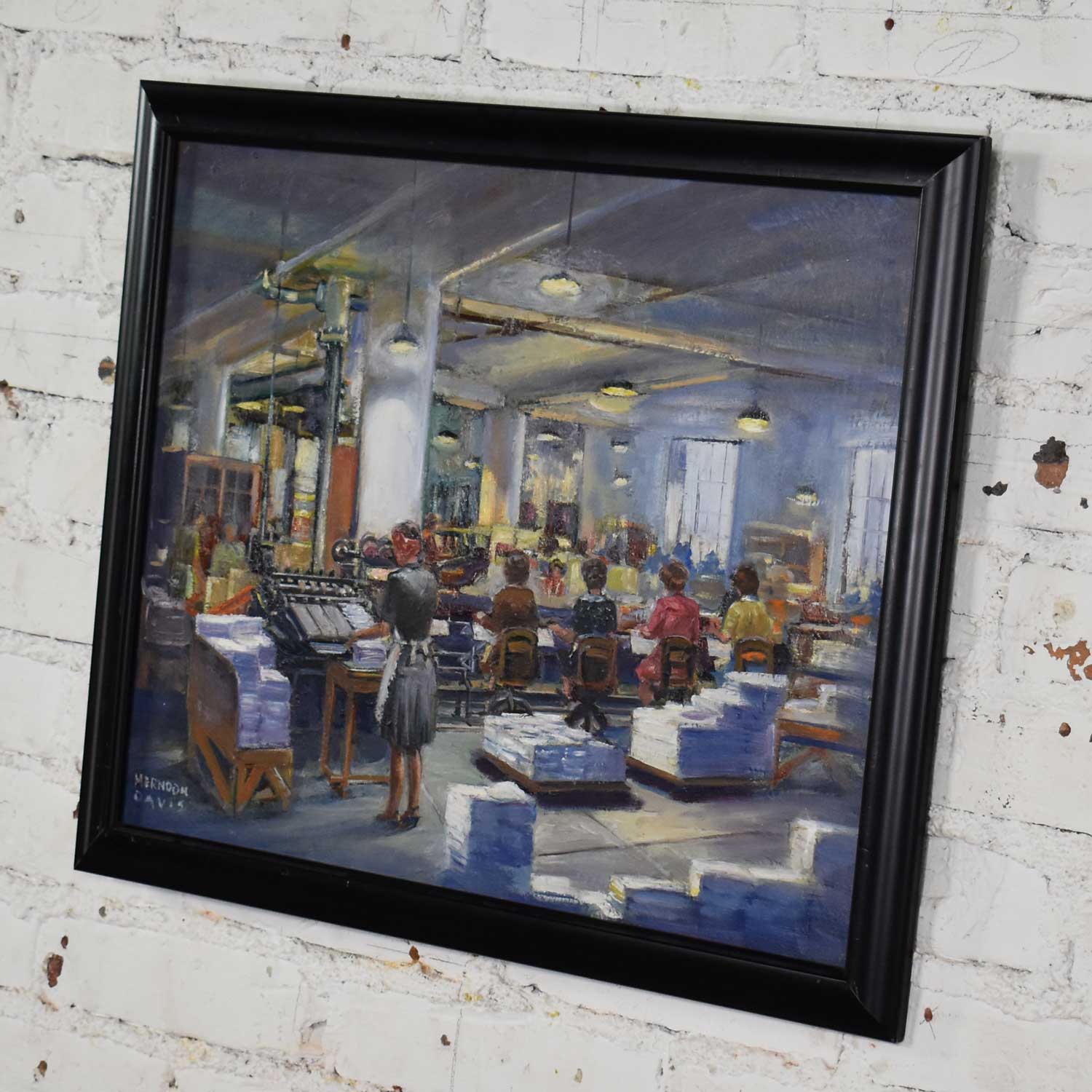 1940’s Painting by Colorado Artist Herndon Davis of Industrial Interior