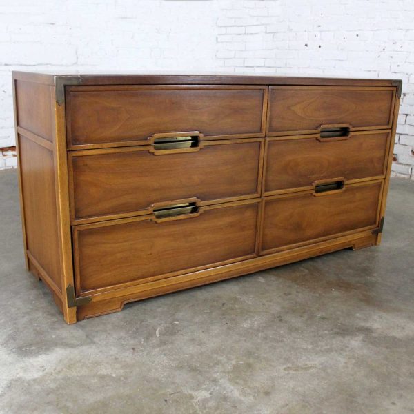 Compass by Drexel Six Drawer Campaign Dresser Vintage Mid Century