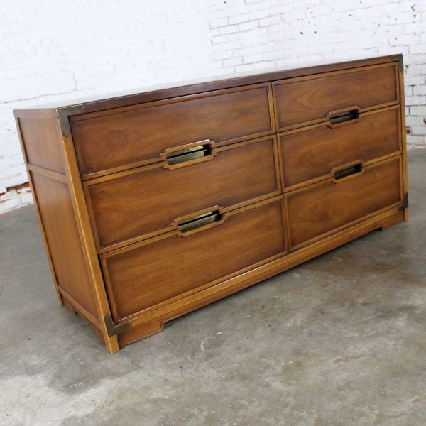 Compass by Drexel Six Drawer Campaign Dresser Vintage Mid Century