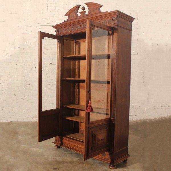 Antique Eastlake Victorian Walnut Bookcase Display Case