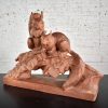 Antique Terracotta Lifesize Sculpture of Squirrels by Leo Amaury & Stamped R D’Arly France