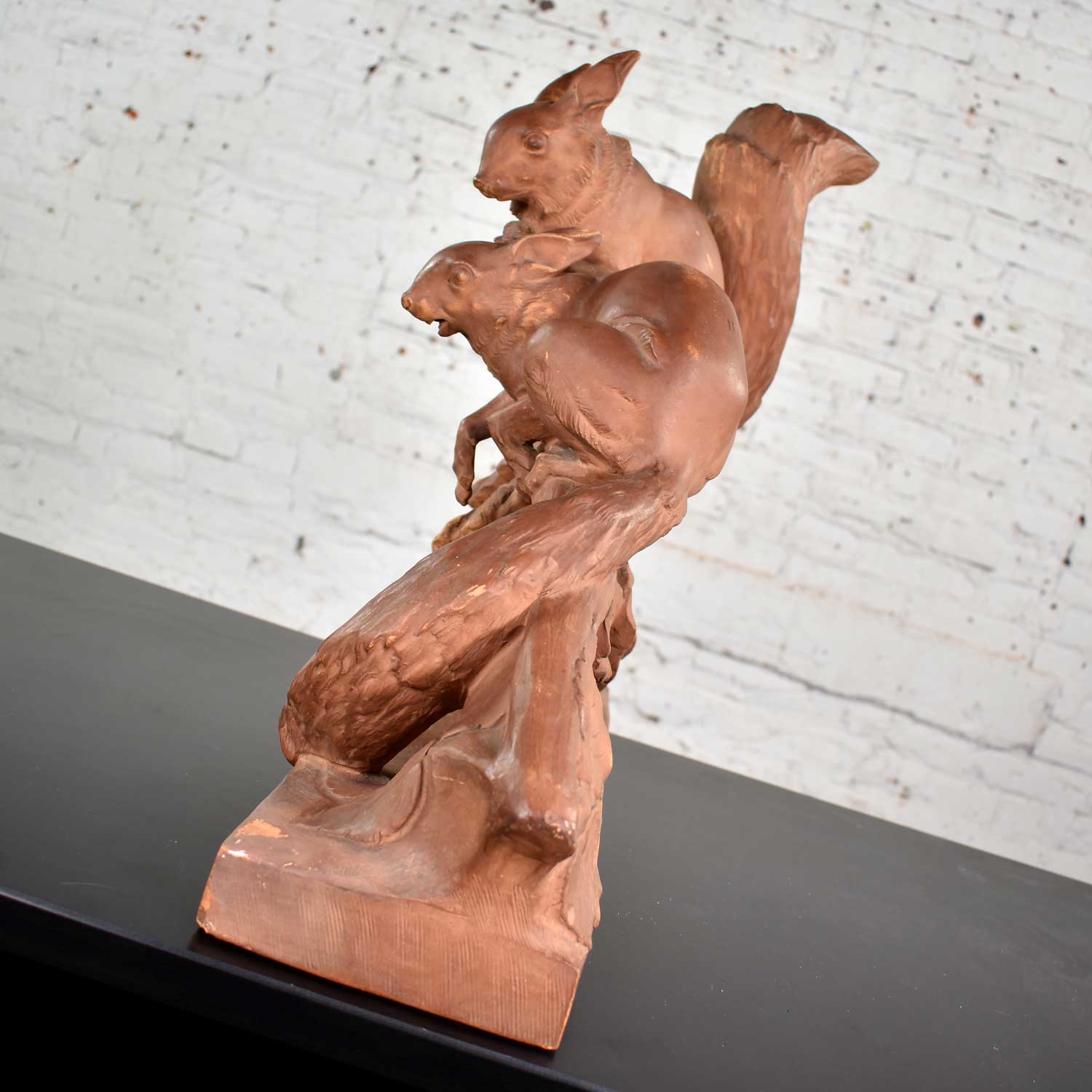 Antique Terracotta Lifesize Sculpture of Squirrels by Leo Amaury & Stamped R D’Arly France