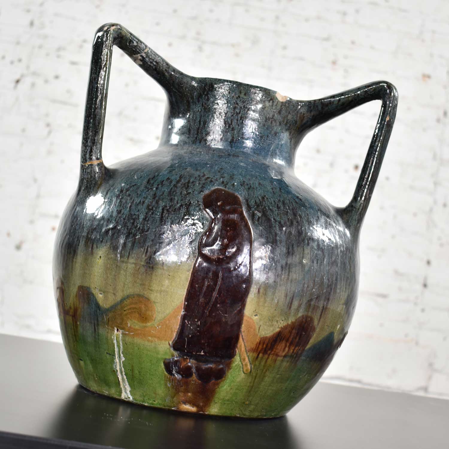 Art Nouveau Flemish Earthenware Three Handled Vase by Leo Maes Vereenooghe