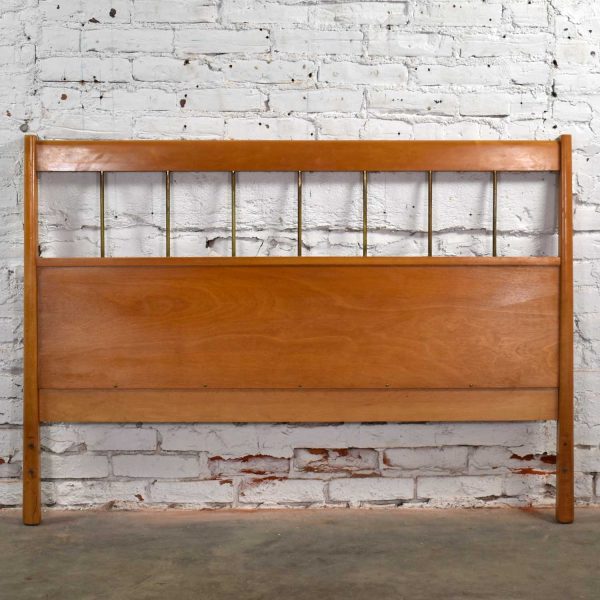 Paul McCobb Planner Group Mid Century Modern Full-Size Headboard Brass & Birch