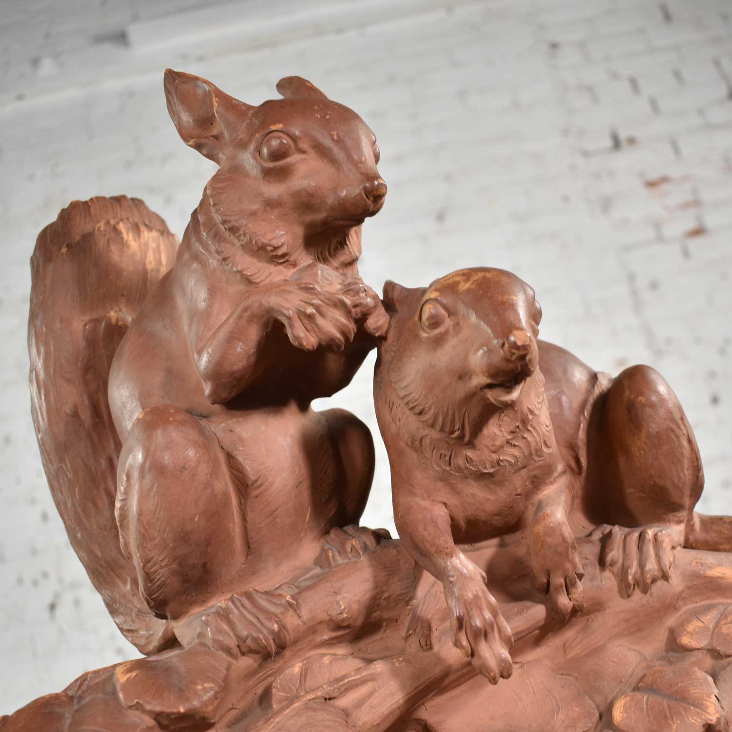 Antique Terracotta Lifesize Sculpture of Squirrels by Leo Amaury & Stamped R D’Arly France