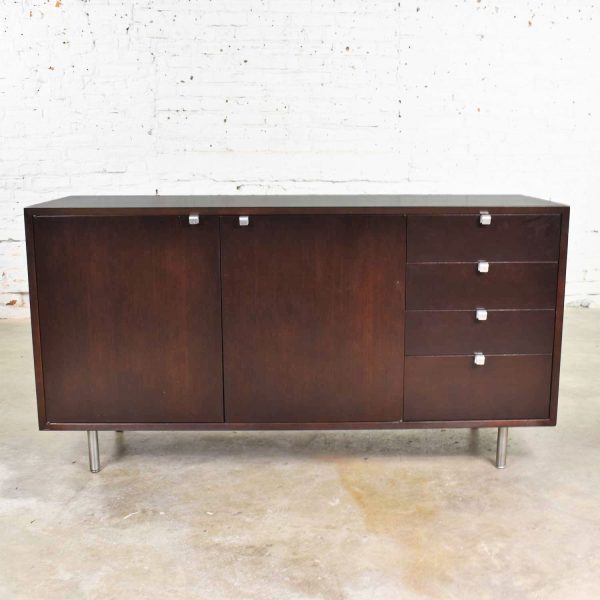 Early Basic Cabinet Series Walnut Sideboard Credenza by George Nelson for Herman Miller