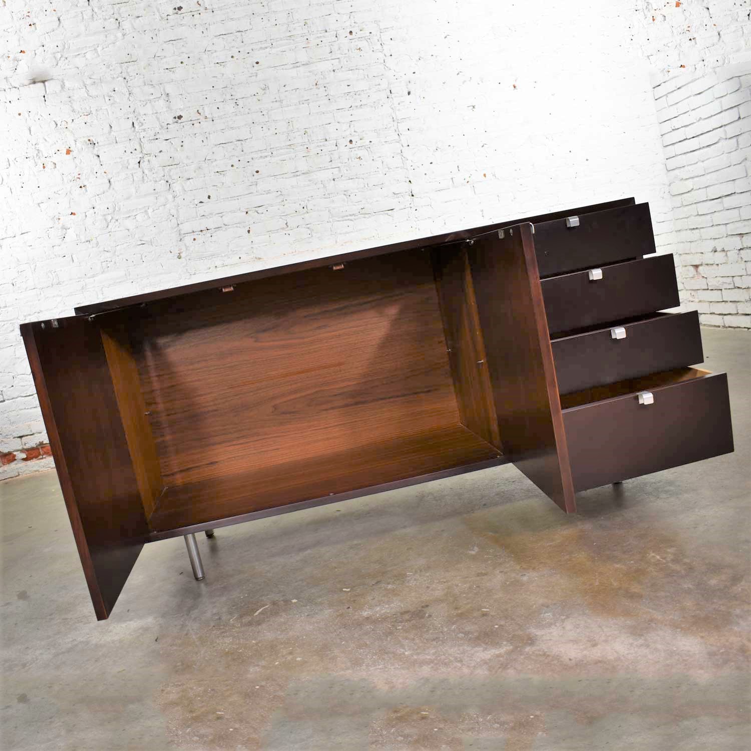 Early Basic Cabinet Series Walnut Sideboard Credenza by George Nelson for Herman Miller