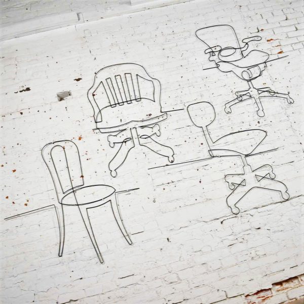 Large Wire Wall Sculpture Quartet Evolution of the Office Chair