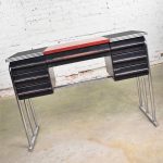 Art Deco Machine Age International Style Chrome & Black Desk Gilbert Rohde Attribution