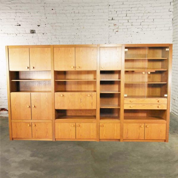 Vintage Modern Oak 4 Section Modular Wall Unit from the Lord Series by Kämper Intl