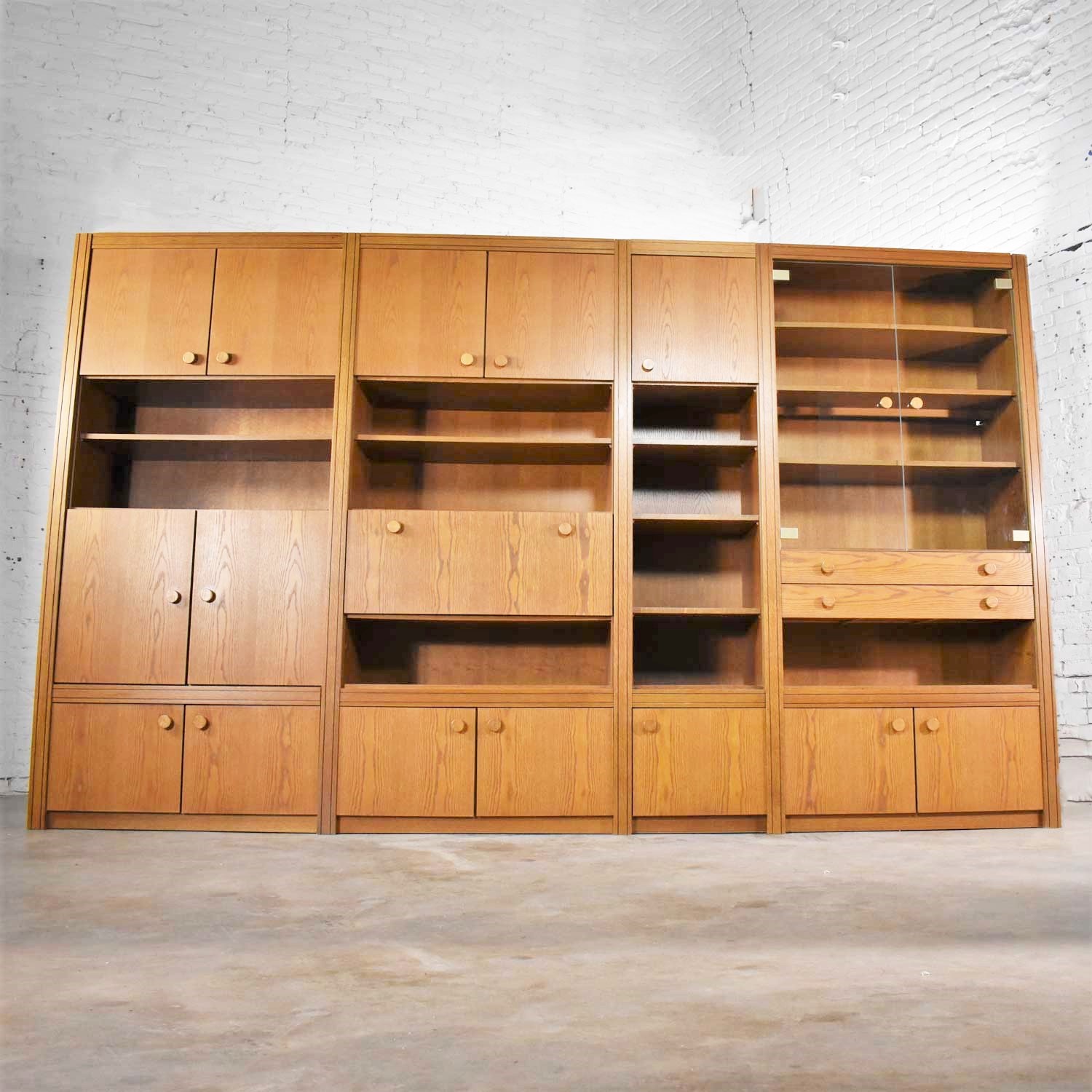 Vintage Modern Oak 4 Section Modular Wall Unit from the Lord Series by Kämper Intl