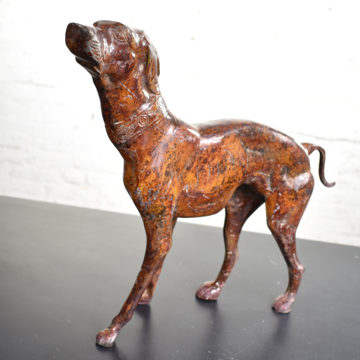 Vintage Greyhound or Whippet Bronze Sculpture Medium Size 14 Inch