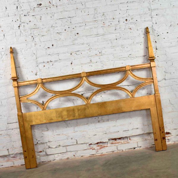 Hollywood Regency Gold-Leaf Queen-Size Headboard