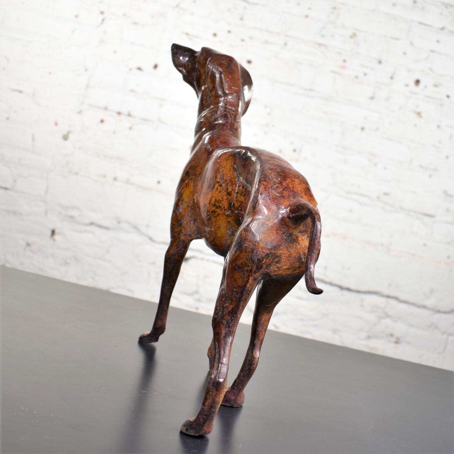 Vintage Greyhound or Whippet Bronze Sculpture Medium Size 14 Inch