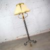 Monumental Neoclassical Style Iron Floor Lamp with Acanthus Leaf Design & Parchment Shade