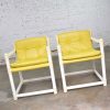 Pair MCM Outdoor PVC Side Chairs Yellow Vinyl Upholstery by Decorion Fun Furnishings