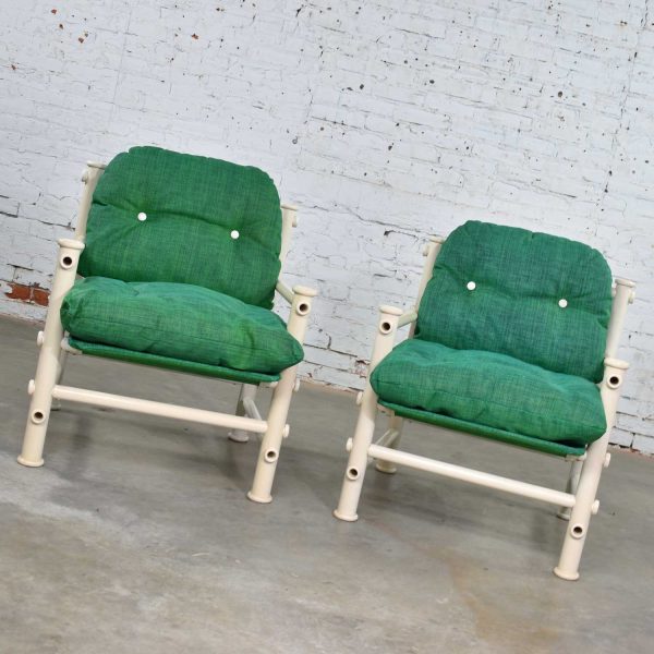 Pair of Landes PVC Outdoor Idyllwild Lounge Chairs w/ Green Mesh Upholstery by Jerry Johnson