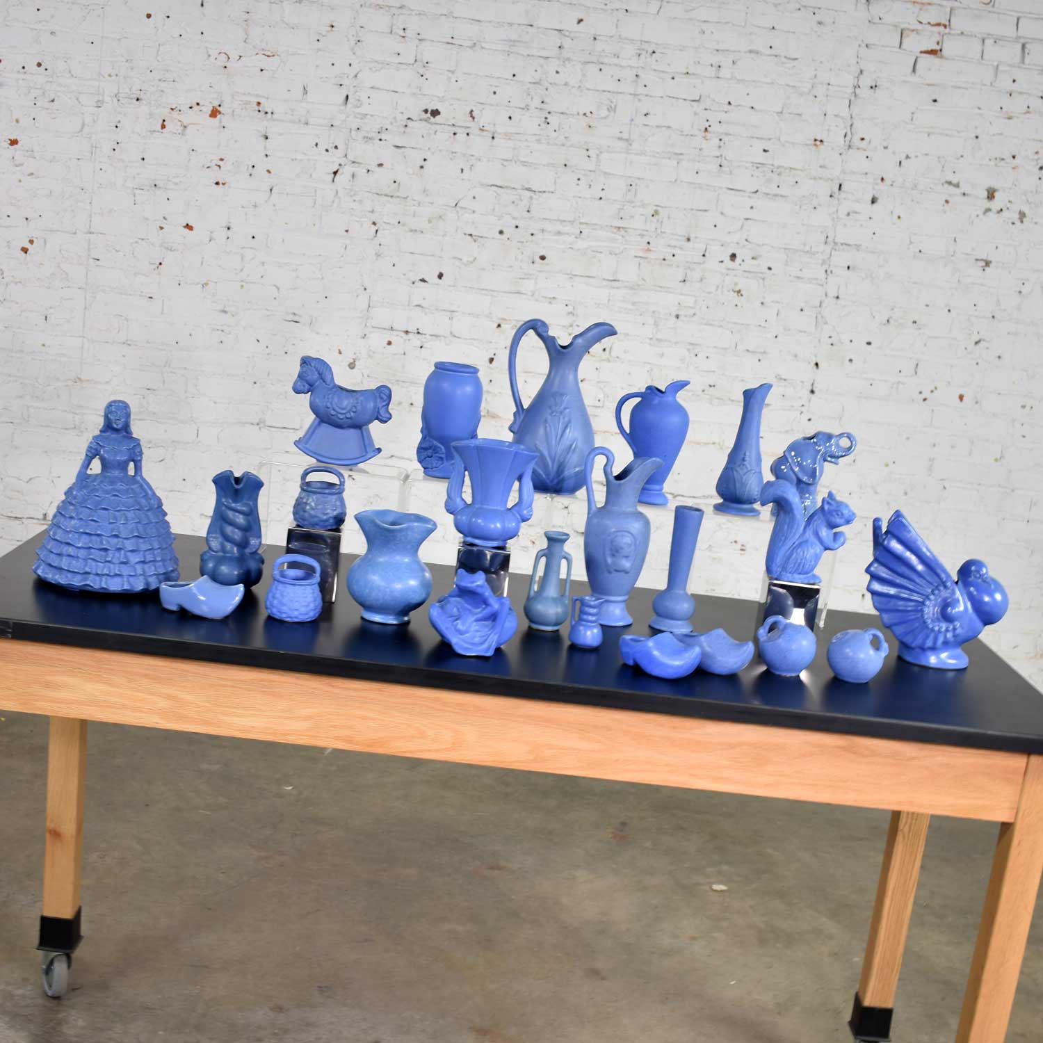 24 Piece Collection of Blue Niloak Mid Century Pottery