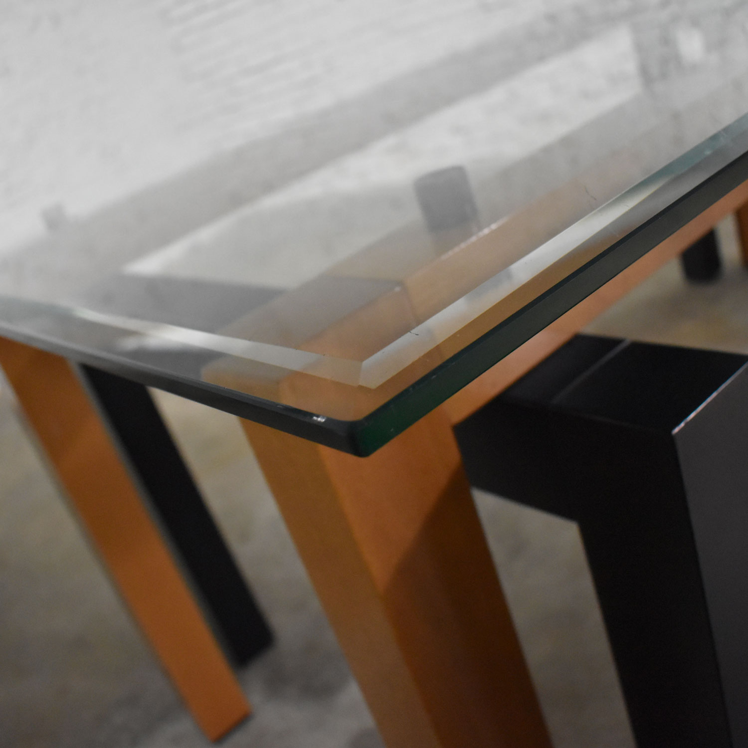 Modern Glass Top Dining Table Made in Italy by Pietro Costantini Cherry & Black Lacquer