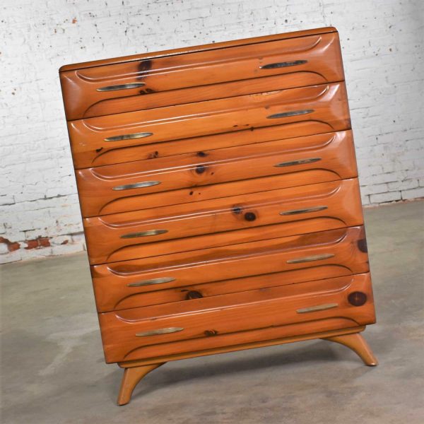 Mid Century Modern Franklin Shockey Sculpted Pine Tall Chest of Drawers