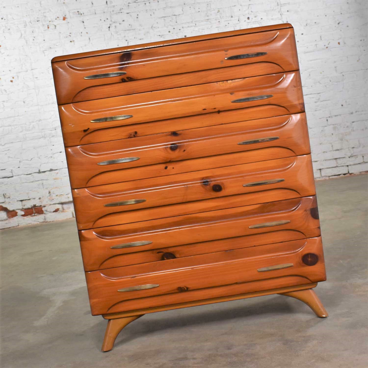 Mid Century Modern Franklin Shockey Sculpted Pine Tall Chest of Drawers