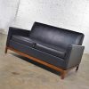 Mid Century Modern Black Faux Leather Love Seat Sofa by Taylor Chair Co. Style Dunbar