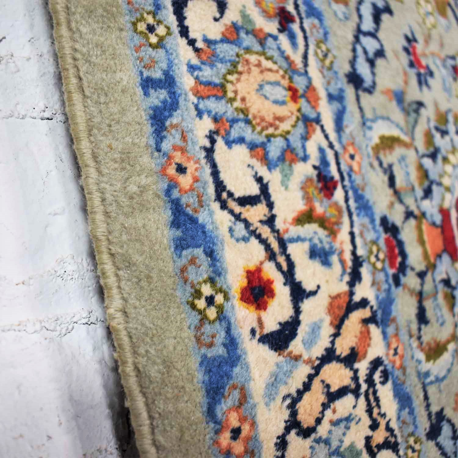 Handmade Persian Wool Tabriz Style Large Rug Light Teal Green Ground 12’3”x 8’9.5”
