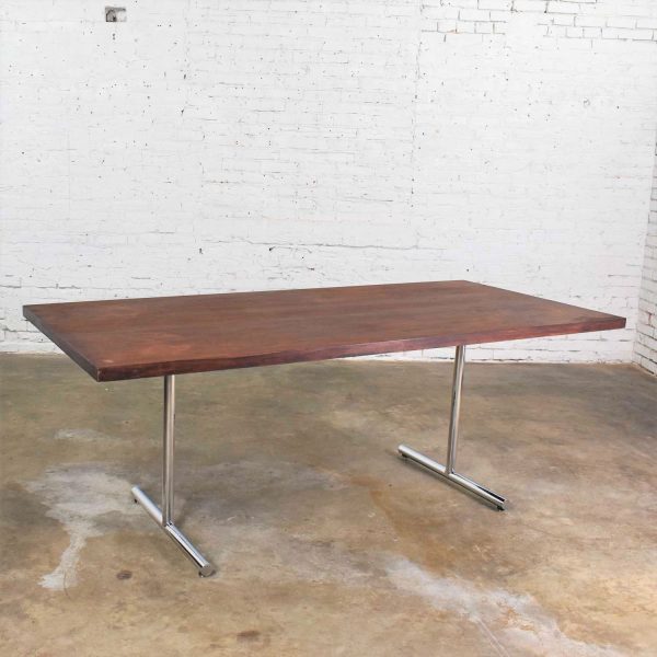 Omega Dining Table in Rosewood & Chrome Attributed to Hans Eichenberger