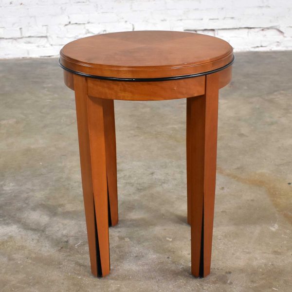 Small Round Art Deco Style Side Table or End Table by Hickory Business Furniture