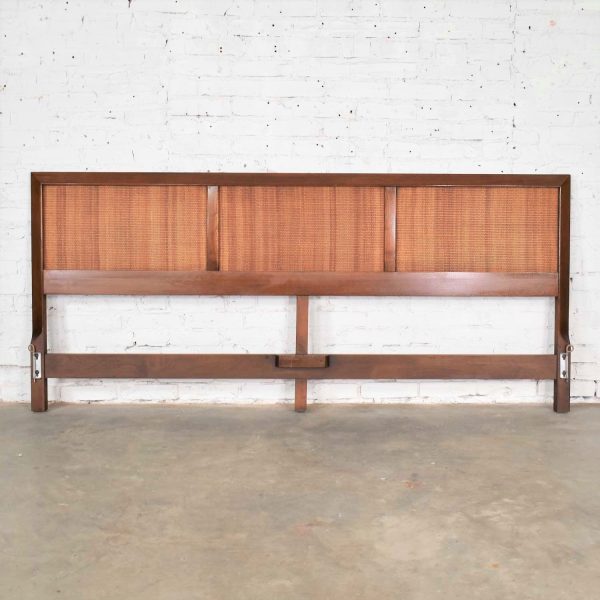 American of Martinsville Accord Walnut & Cane King Headboard by Merton Gershun